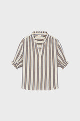 CAYLA STRIPED RUFFLED BLOUSE