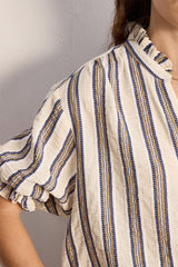 CAYLA STRIPED RUFFLED BLOUSE