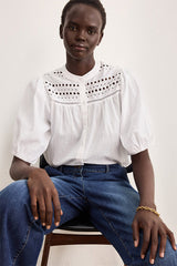 CHRISTY OPENWORK COTTON BLEND SHIRT
