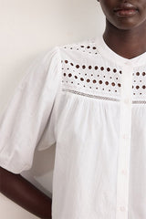 CHRISTY OPENWORK COTTON BLEND SHIRT