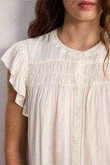 CASSIE RUFFLED SATIN BLOUSE
