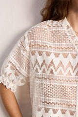 CAMIE SHORT SLEEVE LACE SHIRT
