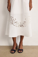 NAOMI EMBROIDERY COTTON MAXI SKIRT