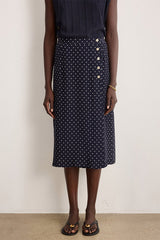 NAYANE BUTTONS POLKA DOT MIDI SKIRT