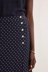 NAYANE BUTTONS POLKA DOT MIDI SKIRT