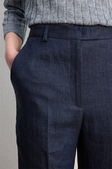 BAYALEE HERRINGBONE LINEN SUIT TROUSERS