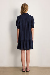 ANJA RUFFLES STRAIGHT CUT JACQUARD DRESS