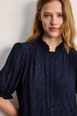 ANJA RUFFLES STRAIGHT CUT JACQUARD DRESS