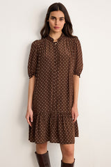 AZALEE POLKA DOTS RUFFLES STRAIGHT DRESS