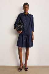 AMARA RUFFLED COTTON SHIRT DRESS