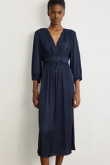 ALIAA CROSS OVER NECKLINE SATIN DRESS