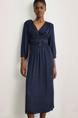 ALIAA CROSS OVER NECKLINE SATIN DRESS