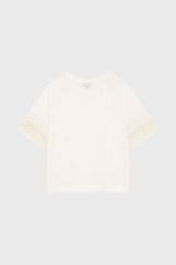 THANA WHITE EMBROIDERED SLEEVES COTTON TSHIRT