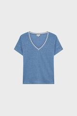 TINAEL BLUESKY VNECK LINEN LUREX TSHIRT