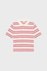 TAMARA PINK STRIPED COTTON BLEND POLO SHIRT