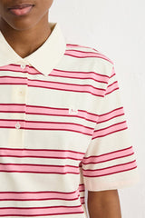 TAMARA PINK STRIPED COTTON BLEND POLO SHIRT