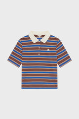 TAMARA TAUPE STRIPED COTTON BLEND POLO SHIRT