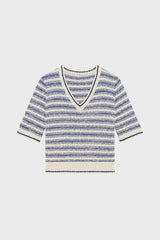 LEANE LUREX STRIPED VNECK SWEATER