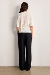 LINE LACE UP JACQUARD KNIT CARDIGAN