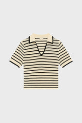 LORY STRIPED CROCHET POLOSHIRT