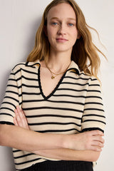 LORY STRIPED CROCHET POLOSHIRT