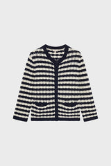 LUISA STRIPED CROCHET CARDIGAN
