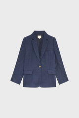 MAYSSA LINEN HERRINGBONE SUIT JACKET