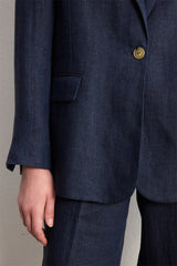 MAYSSA LINEN HERRINGBONE SUIT JACKET