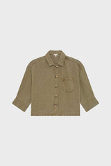 MANELLE KHAKI GREEN LYOCELL LINEN FLUID OVERSHIRT