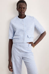 MARJOLENE SHORT COLLARLESS SEQUINED JACKET