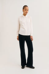 LENIE WHITE FLUID SATIN SHIRT
