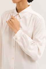 LENIE WHITE FLUID SATIN SHIRT