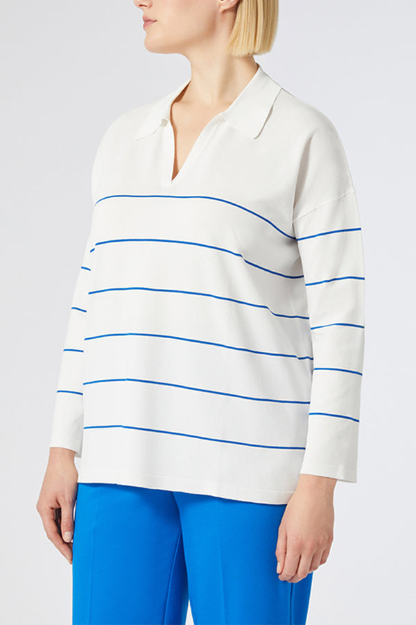 PECE POLO STYLE STRIPED VISCOSE SWEATER