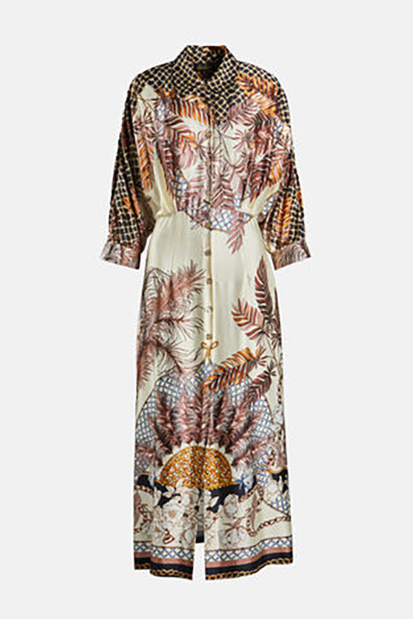 PEGNO FEATHER PRINT SHIRT DRESS