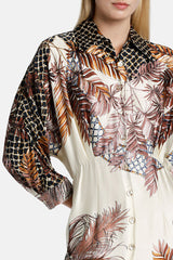 PEGNO FEATHER PRINT SHIRT DRESS