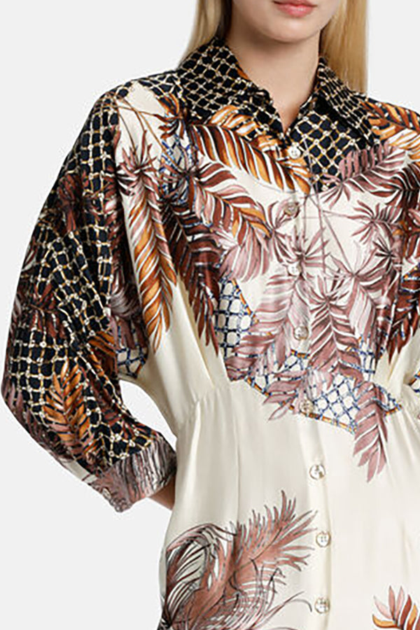 PEGNO FEATHER PRINT SHIRT DRESS