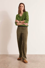 PELVET12 GREEN STRAIGHT TROUSERS