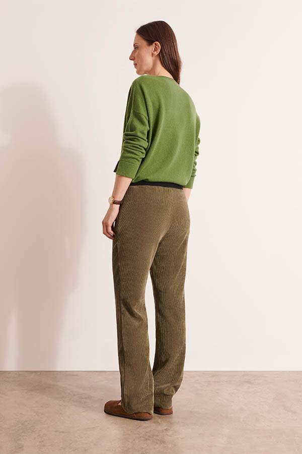 PELVET12 GREEN STRAIGHT TROUSERS
