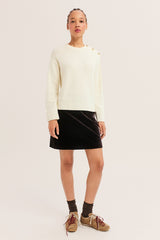 ROSAL GOLD-TONE BUTTONS WOOL SWEATER