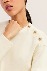 ROSAL GOLD-TONE BUTTONS WOOL SWEATER