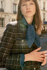 JESSY COLLARLESS MULTICOLOR TWEED JACKET