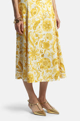 PIAGGE YELLOW FLORAL SLEEVELESS MAXI DRESS