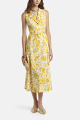 PIAGGE YELLOW FLORAL SLEEVELESS MAXI DRESS