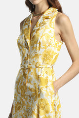 PIAGGE YELLOW FLORAL SLEEVELESS MAXI DRESS