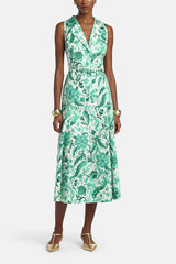 PIAGGE GREEN FLORAL SLEEVELESS MAXI DRESS