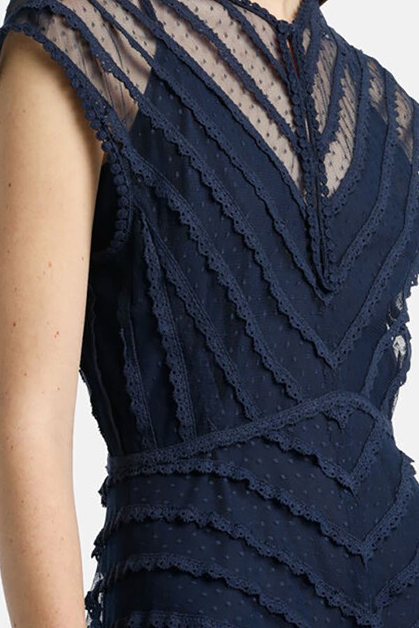 PIANOSA DARK BLUE LACE DRESS