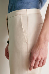 PICOLINO11 OFF-WHITE STRAIGHT TROUSERS