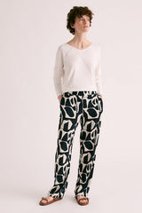 PISSARO VISCOSE CREPE PRINTED TROUSERS