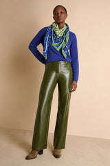 PIVERT OLIVE LUXE STRAIGHT-LEG TROUSERS