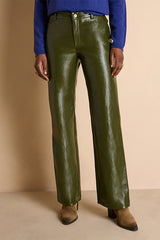 PIVERT OLIVE LUXE STRAIGHT-LEG TROUSERS